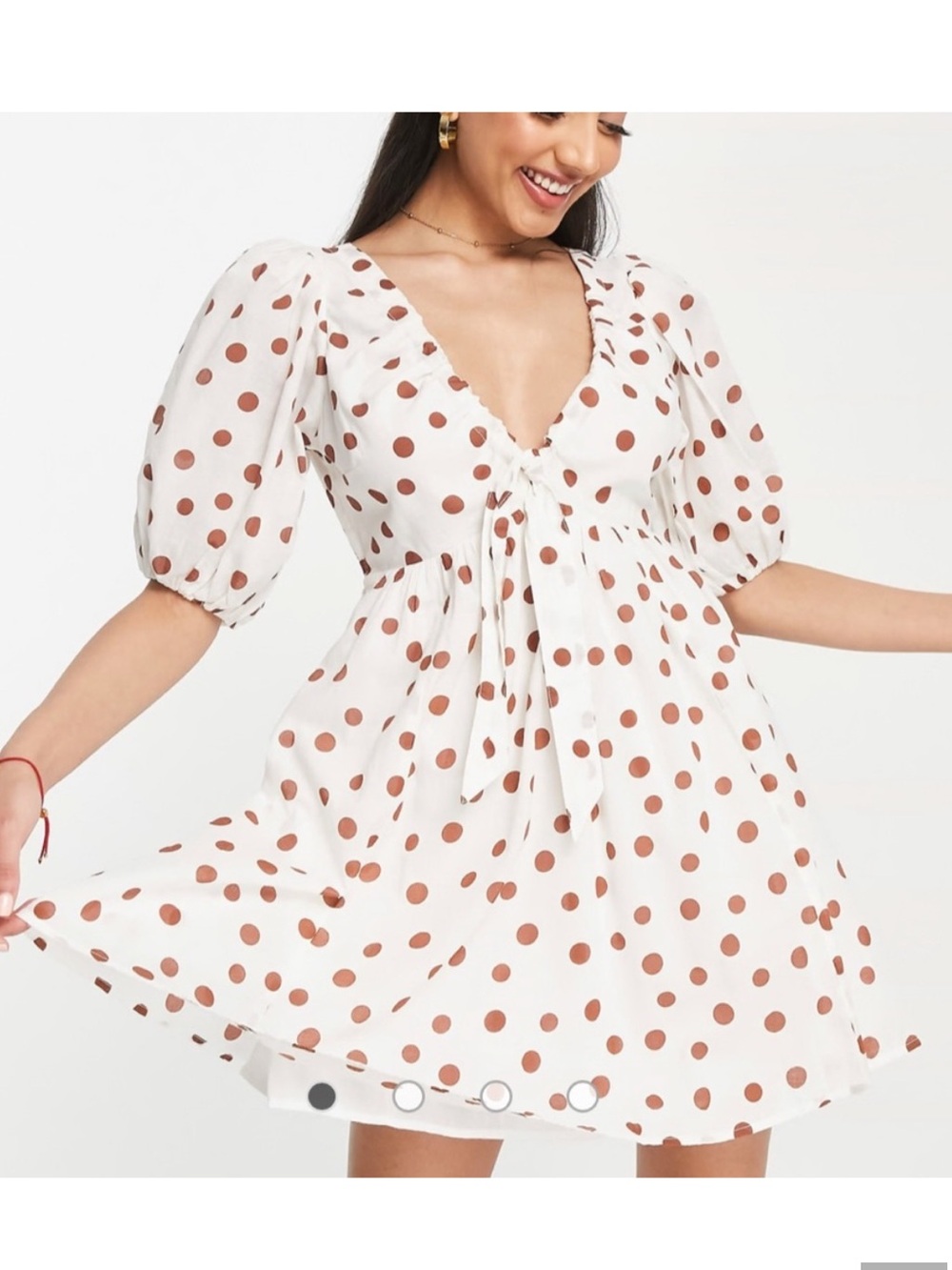 Abercrombie & Fitch White Dress with Tan Polka Dots